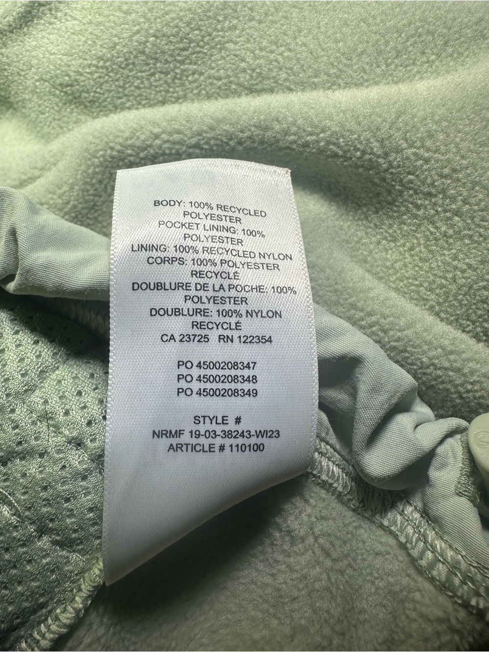 Aritzia TNA SnoDay Polar Ridge Zip-Up Light Green Women's Crop Fleece Jacket S - Picture 7 of 8